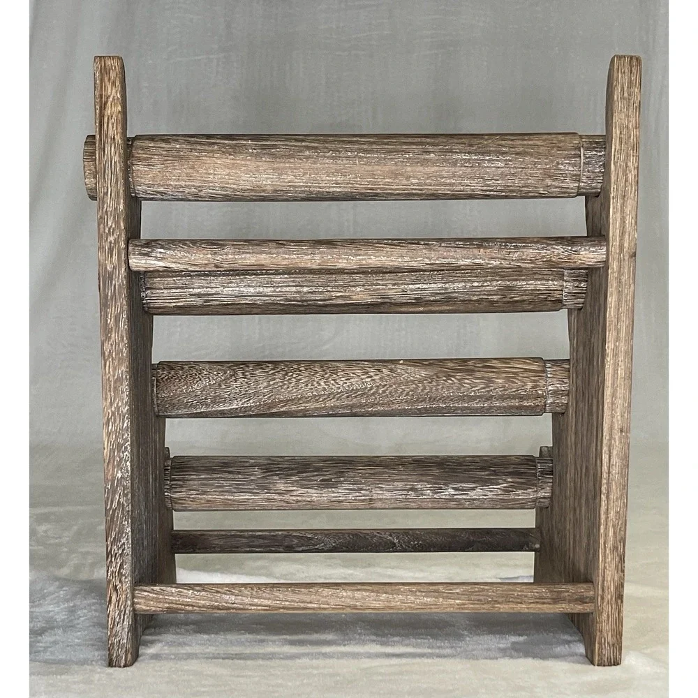 Antique Inspired 4 Tier Wooden Jewelry Display Stand Bracelets Watches Scrunchie